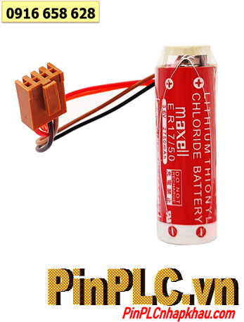 Maxell ER17/50 (Zắc 4holes), Pin nuôi nguồn PLC Maxell ER17/50 lithium 3.6v 2750mAh, Xuất xứ NHẬT